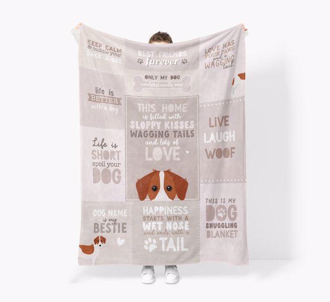 Patchwork Quotes: Personalised {breedFullName} Premium Sherpa Fleece Blanket